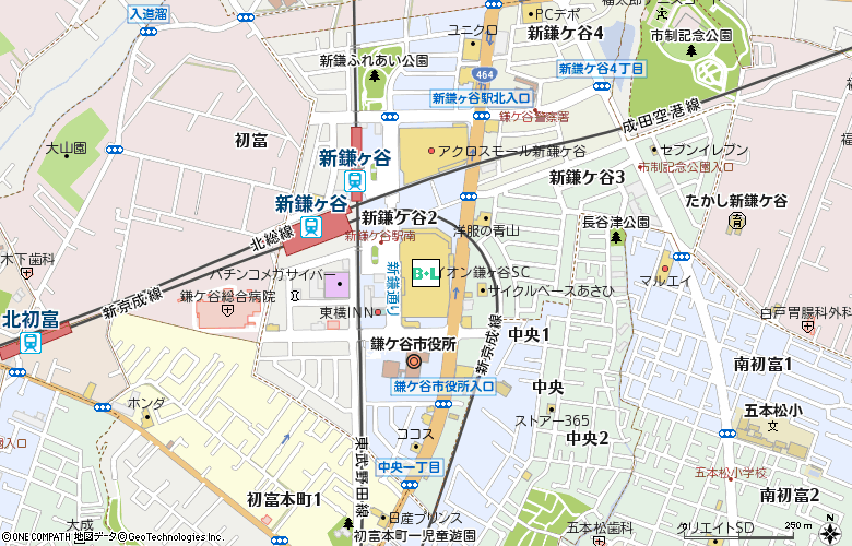 中央コンタクト　イオン鎌ヶ谷店付近の地図